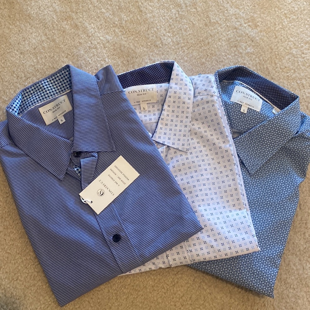 NWT 3 Construct Slim Fit Long-Sleeved Dress shirts
